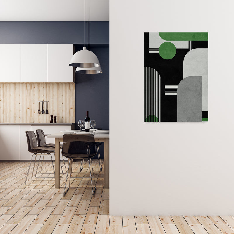 Mid Century Green Black Block Prints Set of 2 A A1 Black Frame