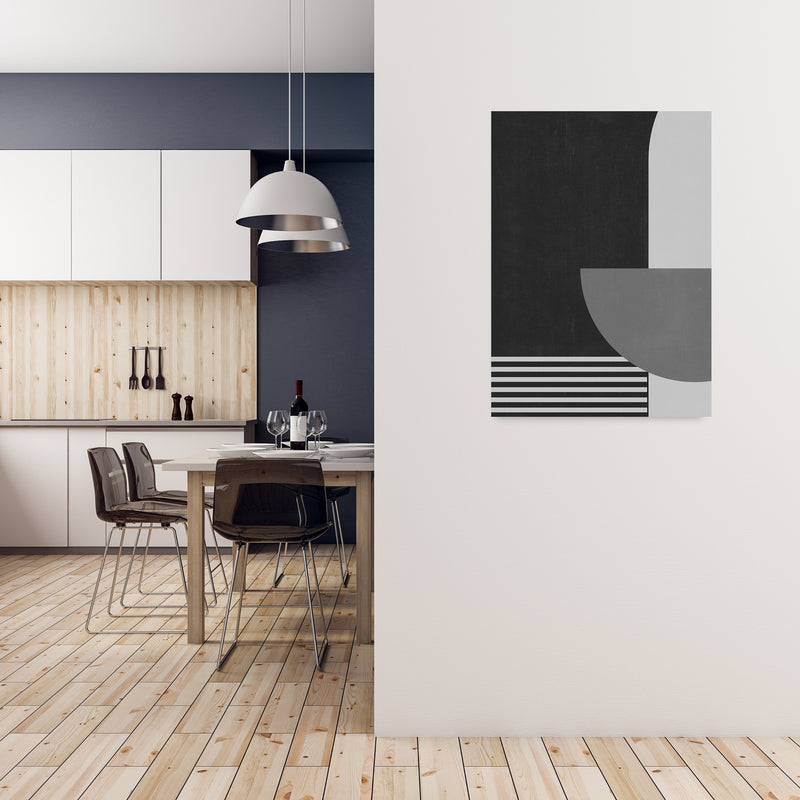 Mid Century Black and White Print B A1 Black Frame