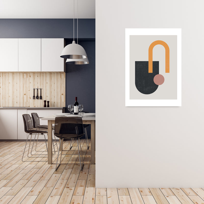 Mid Century Shapes Wall Art Print A A1 Black Frame
