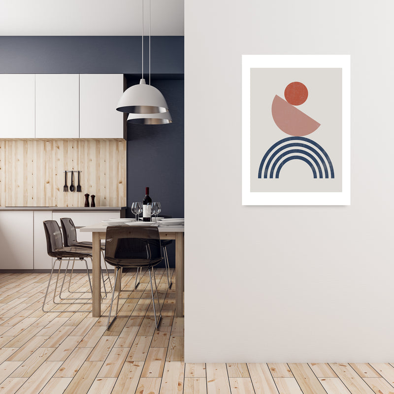 Mid Century Shapes Wall Art Print B A1 Black Frame