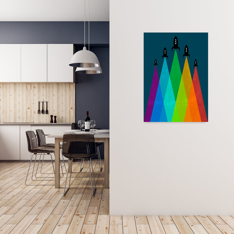 Rainbow and Navy Rocket B A1 Black Frame
