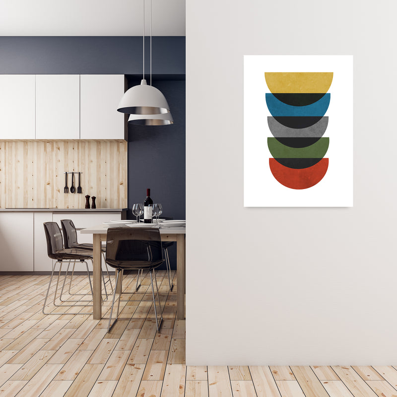 Rainbow Mid Century Print B A1 Black Frame