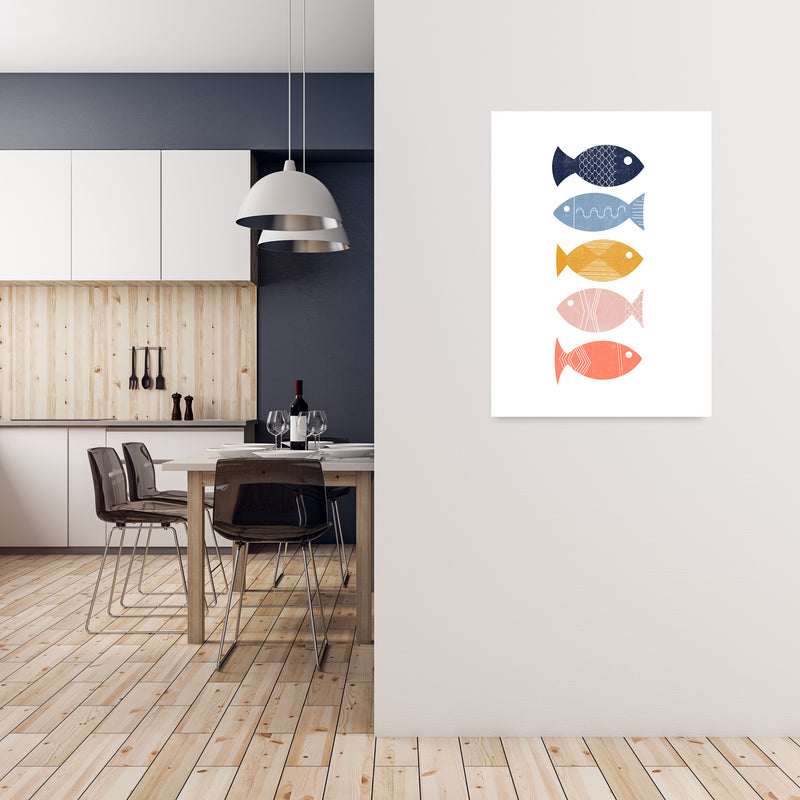 Scandinavian Geometric Print Fish A A1 Black Frame