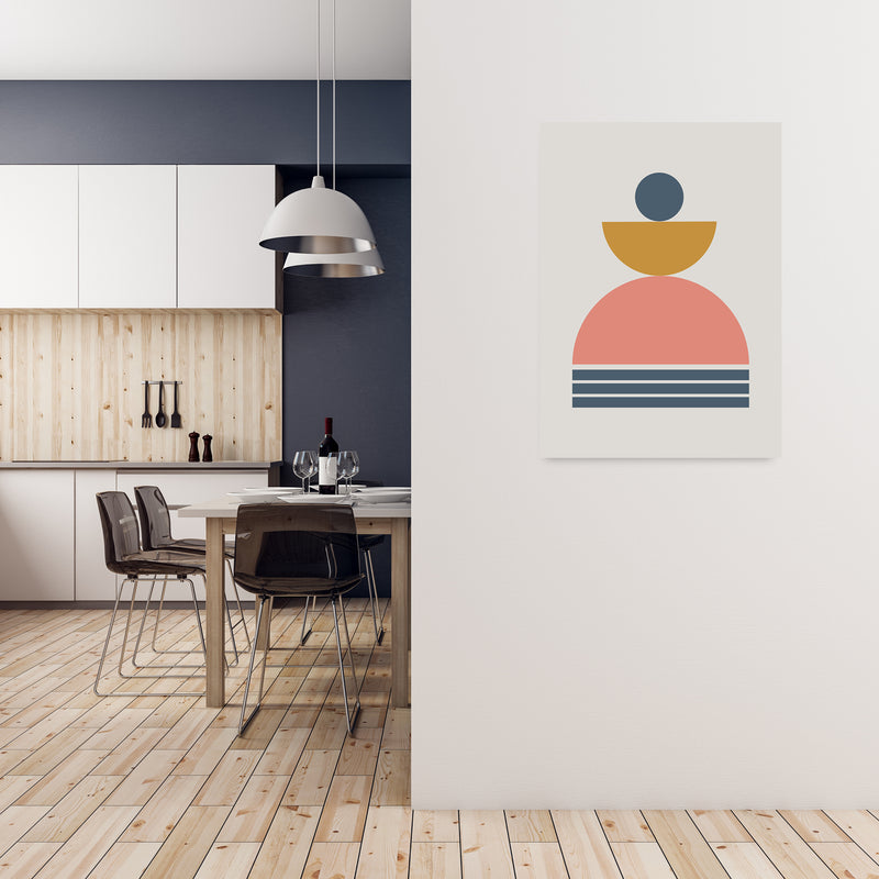 Mid Century Modern Prints on Grey C A1 Black Frame
