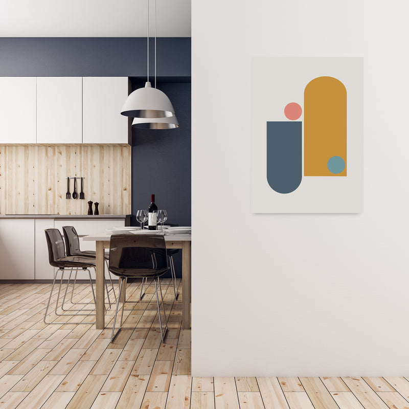 Mid Century Modern Prints on Grey D A1 Black Frame