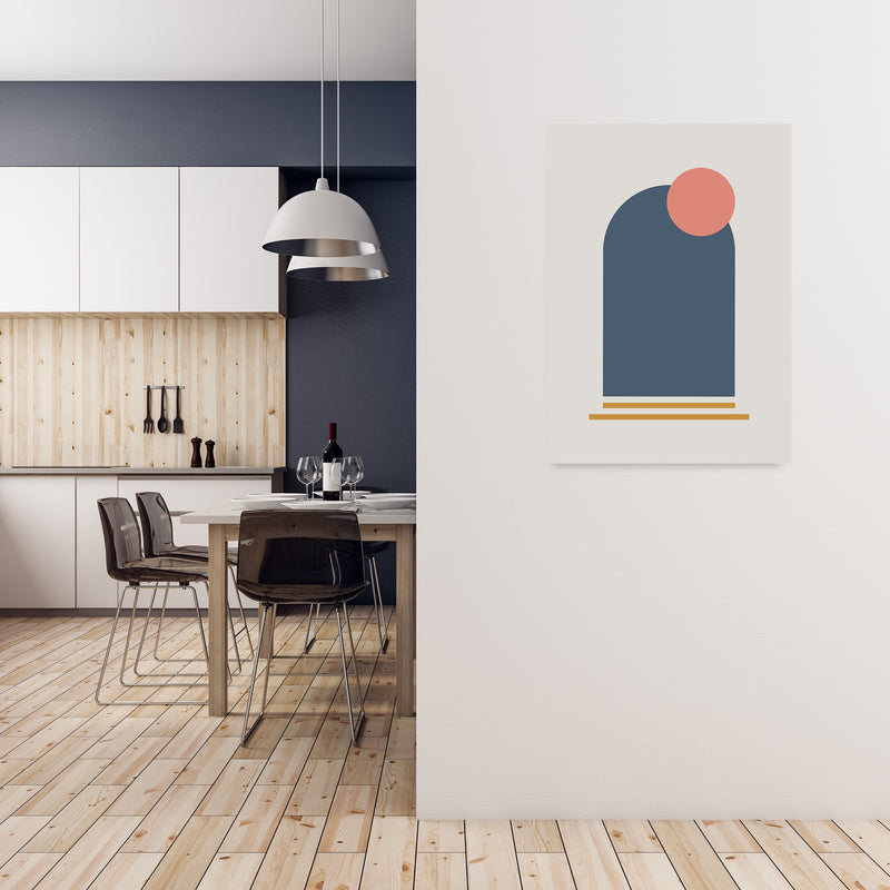 Mid Century Modern Prints on Grey F A1 Black Frame