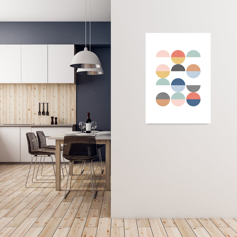 Simple Circles with Texture B A1 Black Frame