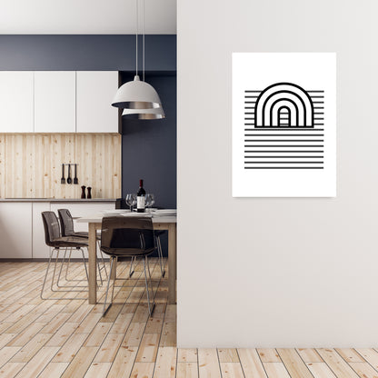 3D Rainbow and Lines Original Abstract Art Print by Print Punk Studio A1 Black Frame
