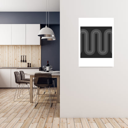 Black and White Line Art A1 Black Frame