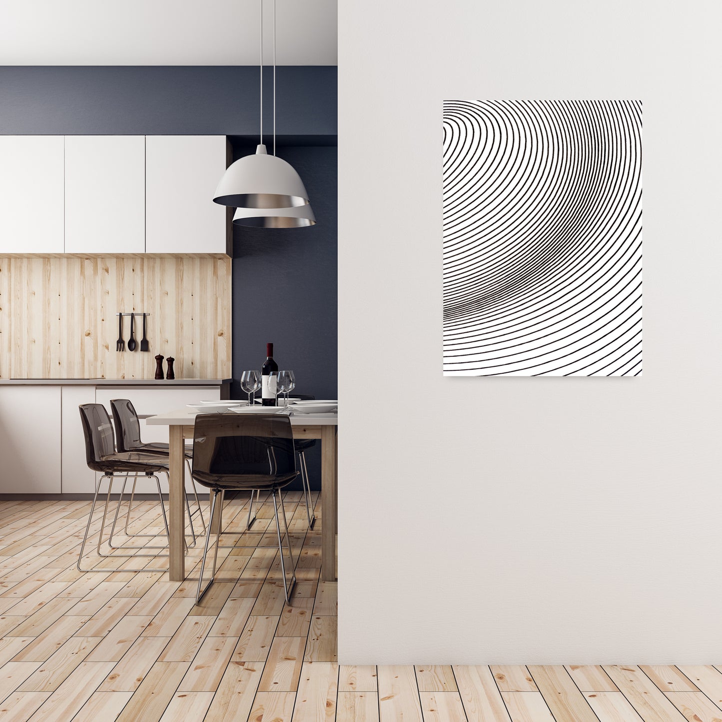 Black and White Line Drawing A1 Black Frame