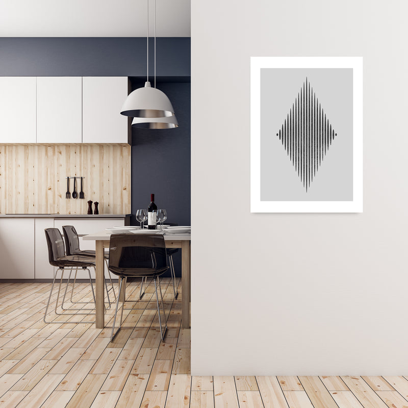 Black and White Lines Diamond A1 Black Frame