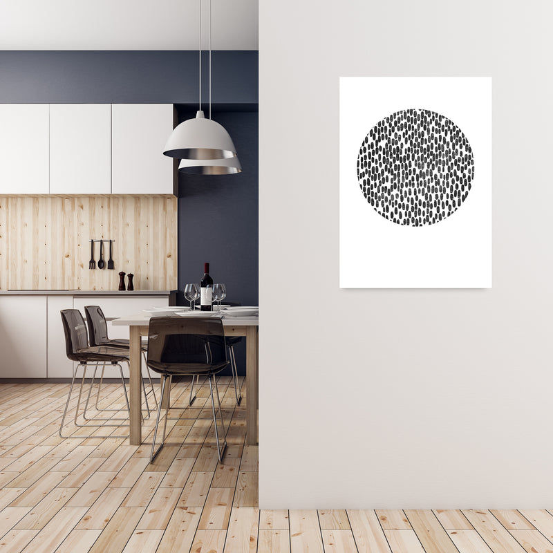 Mid Century Dots Circle Original A1 Black Frame