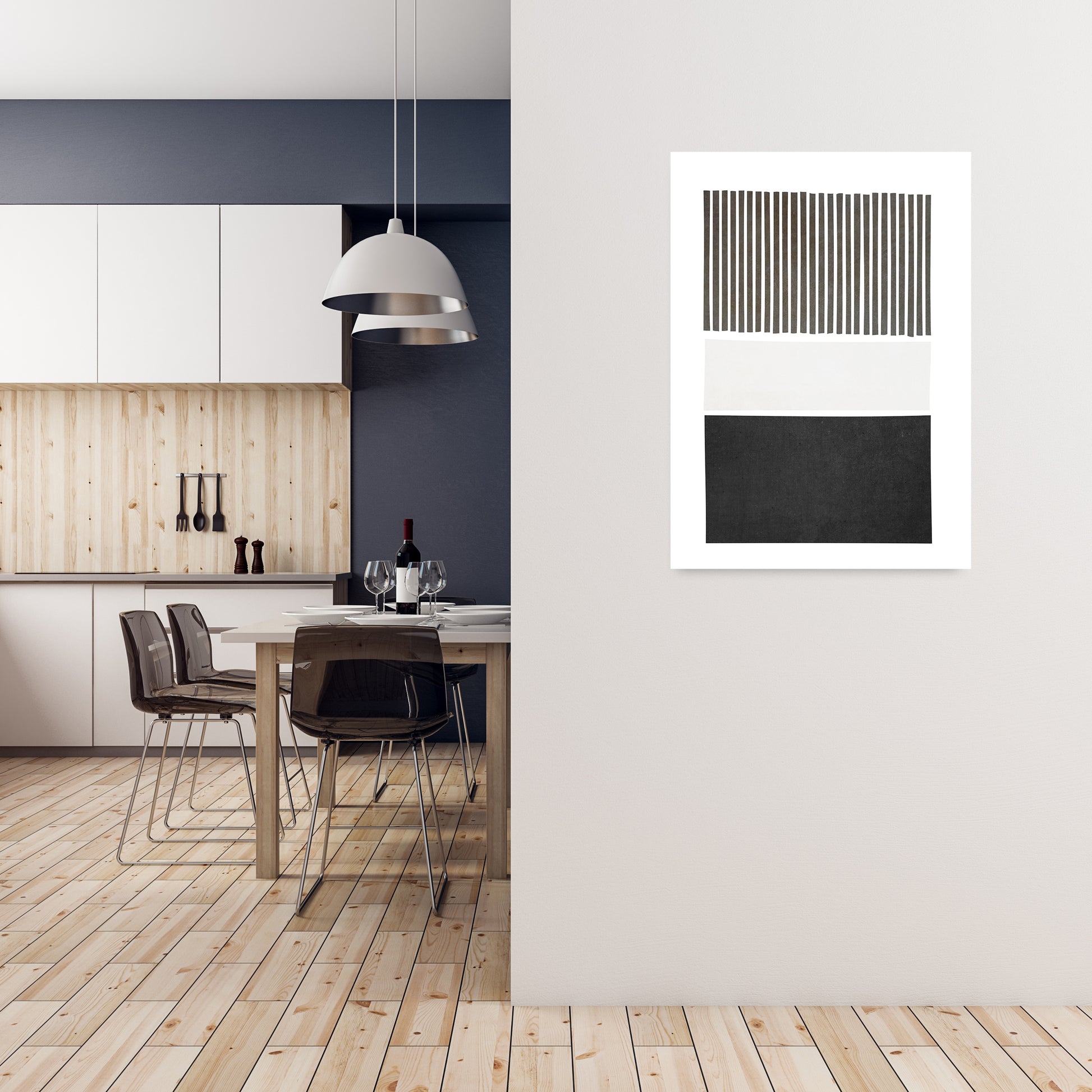 Mid Century Modern Art Original A1 Black Frame