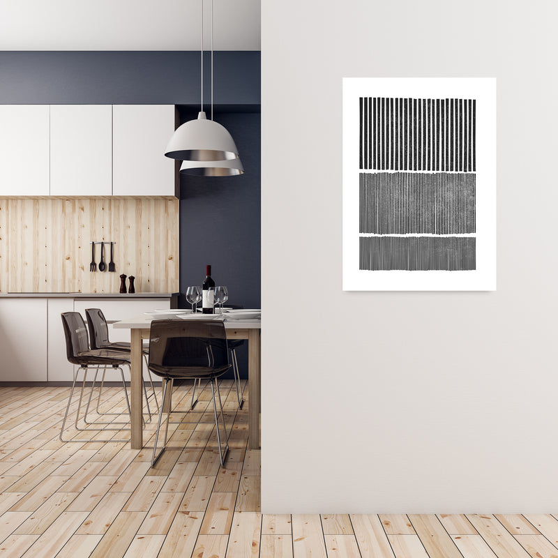 Mid Century Modern Lines Original A1 Black Frame