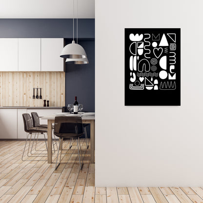 White and Black Scandi Shapes A1 Black Frame
