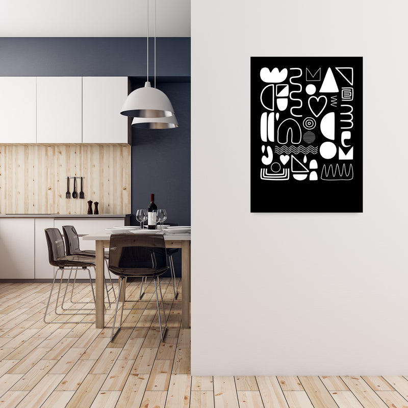 White and Black Scandi Shapes A1 Black Frame