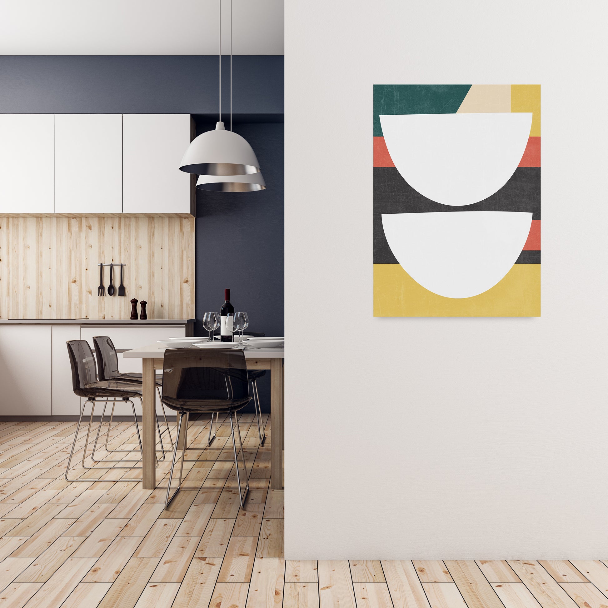 Mid Century Modern Art Print B A1 Black Frame