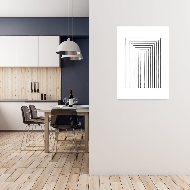 Geometric Set of 2 Black and White  Print A A1 Black Frame