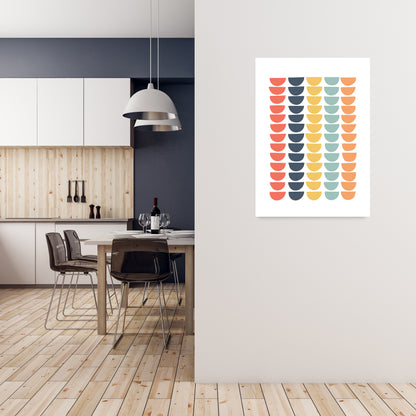 Retro Multicolor Half Circles Original A1 Black Frame