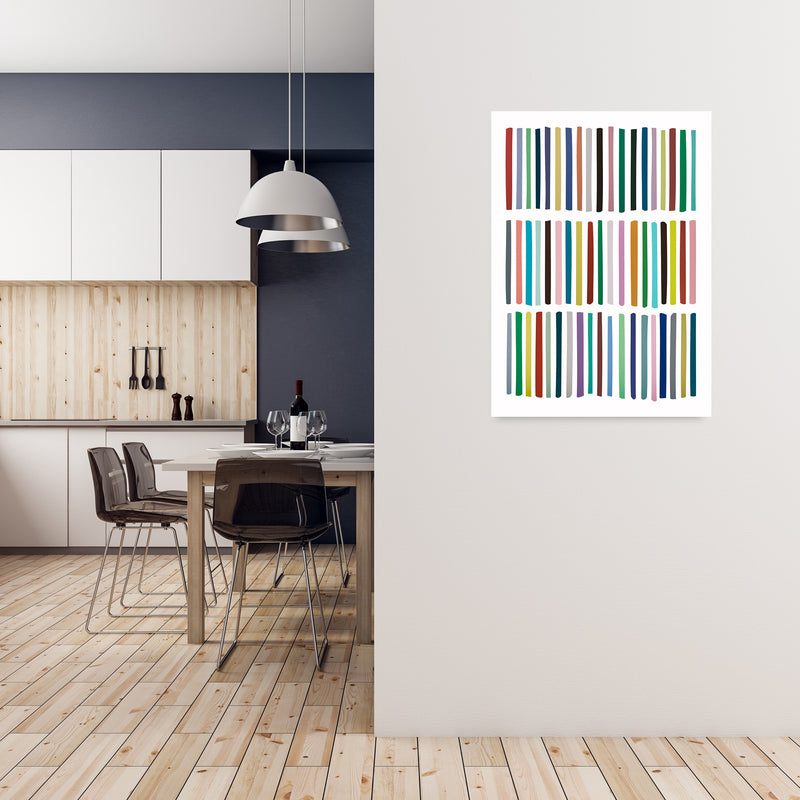 Scandinavian Multicolour Lines Original A1 Black Frame