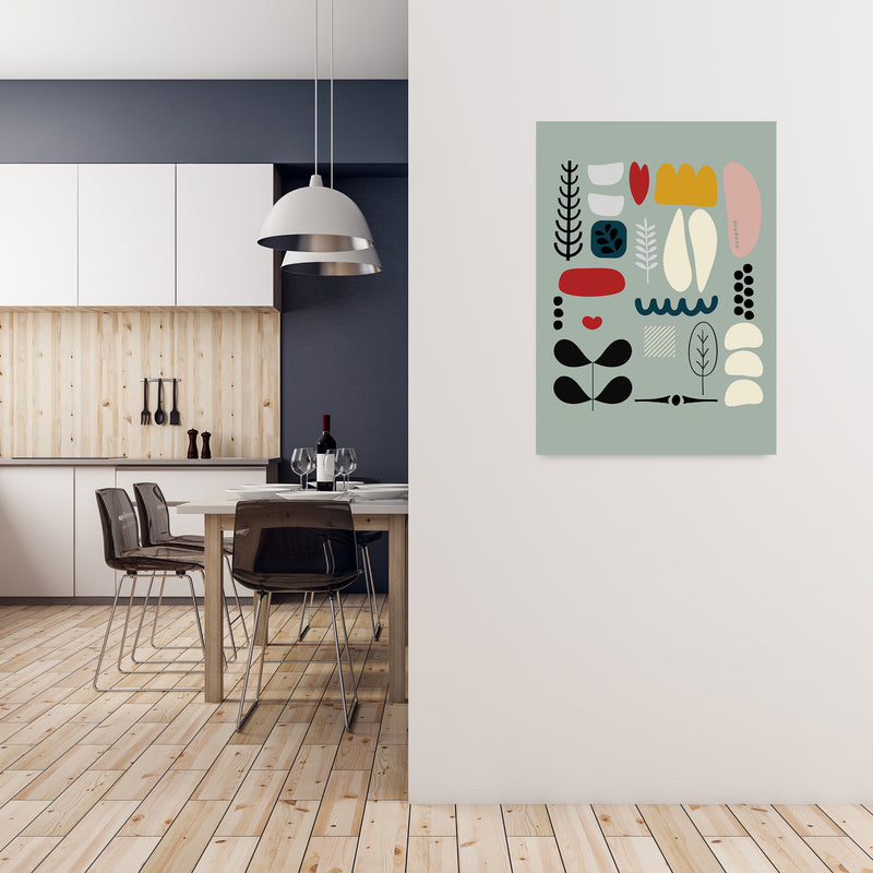 Scandinavian Shapes on Blue Original A1 Black Frame