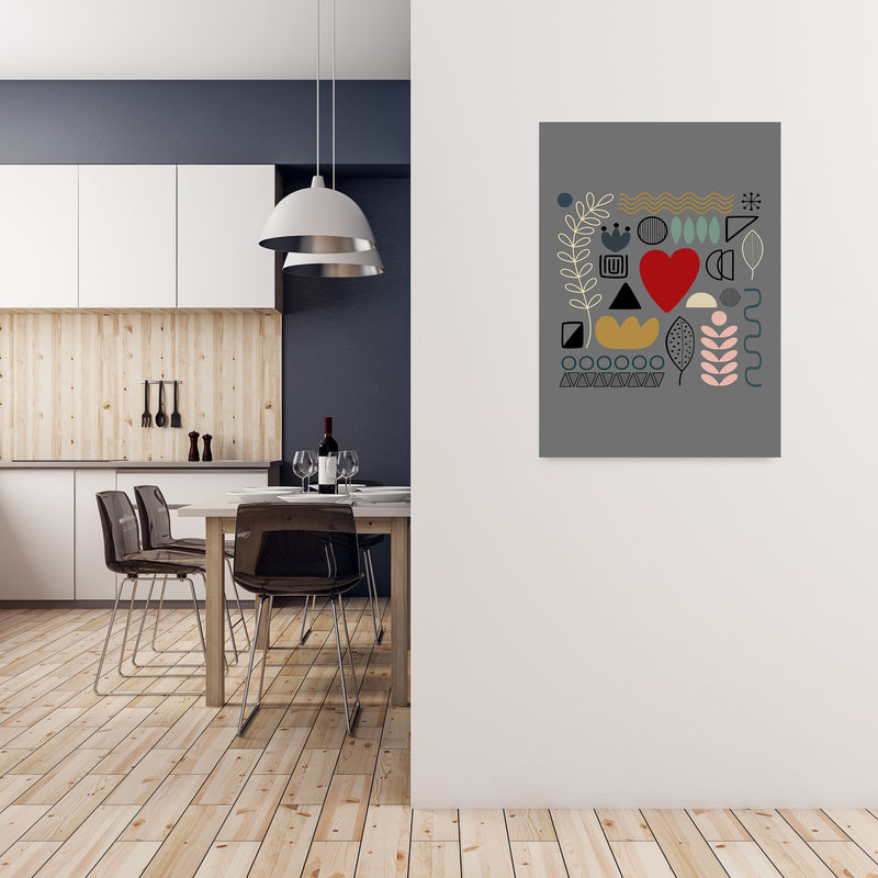 Scandnavian Shapes on Grey Original A1 Black Frame
