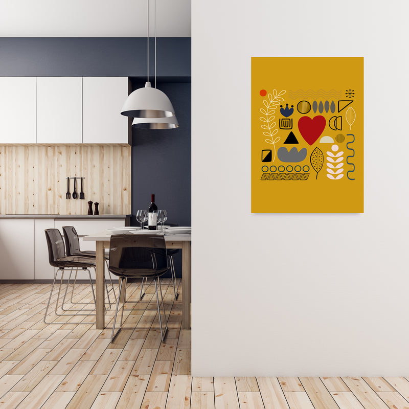 Yellow Scandinavian Abstract Shapes Original A1 Black Frame