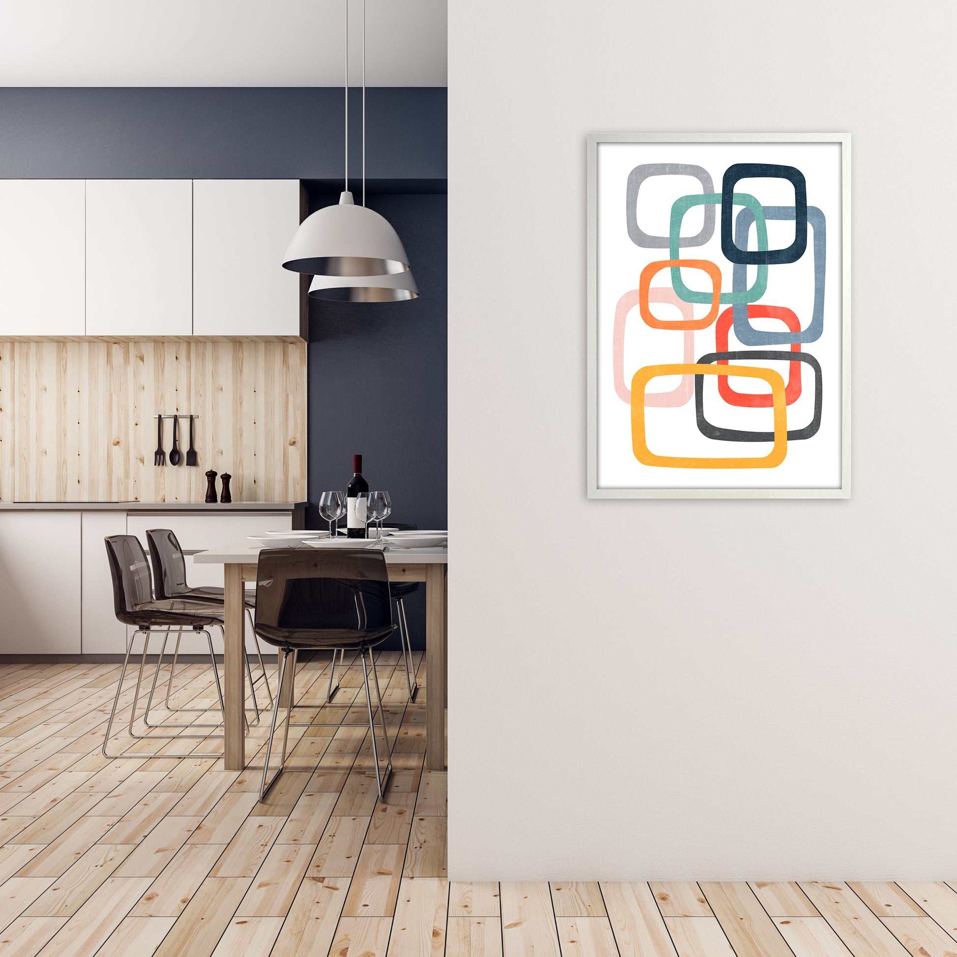 Abstract Mid Mod Color Original A1 Oak Frame