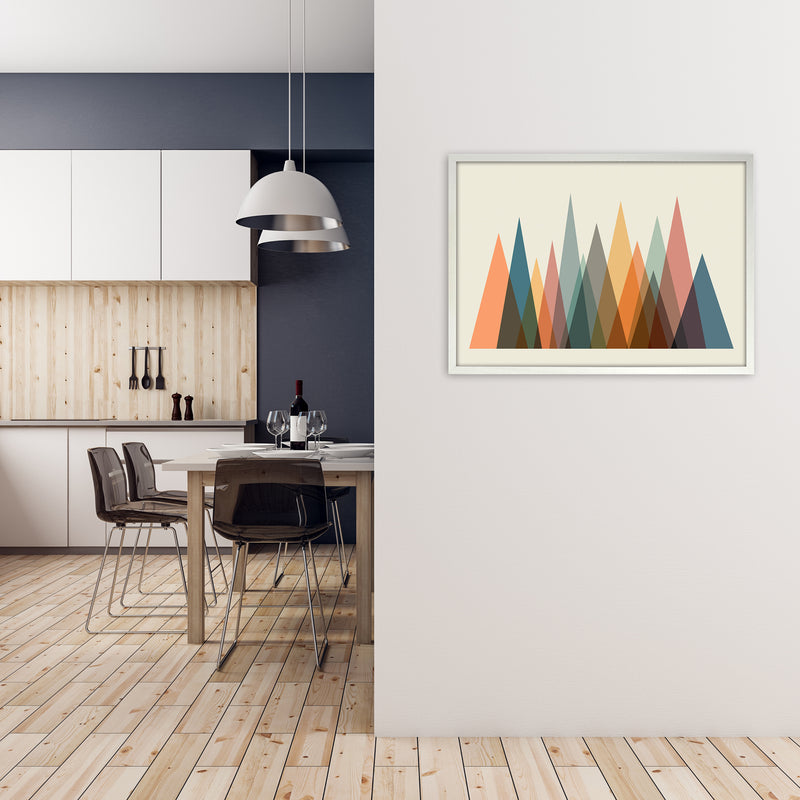 Mid Century Abstract Mountain Original A1 Oak Frame