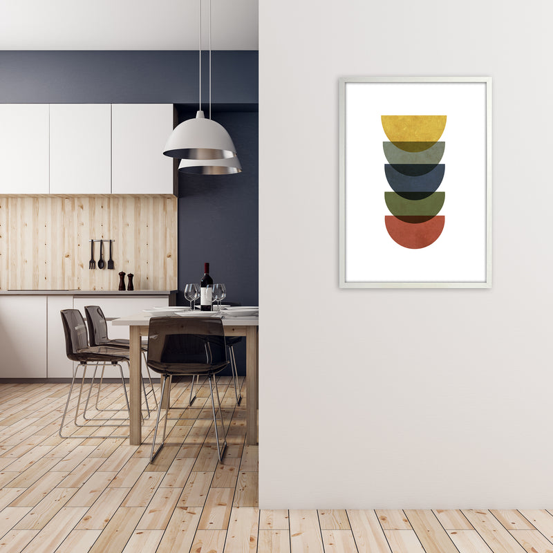 Mid Century Rainbow Grunge Original A1 Oak Frame