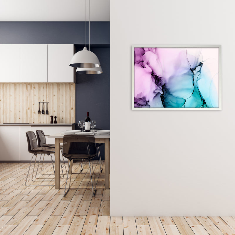 Purple Blue Watercolor Original A1 Oak Frame