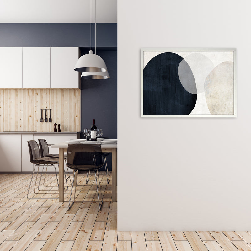 Blue and White Abstract Textured A1 Oak Frame