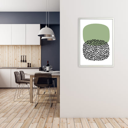 Green and Black Abstract Original A1 Oak Frame