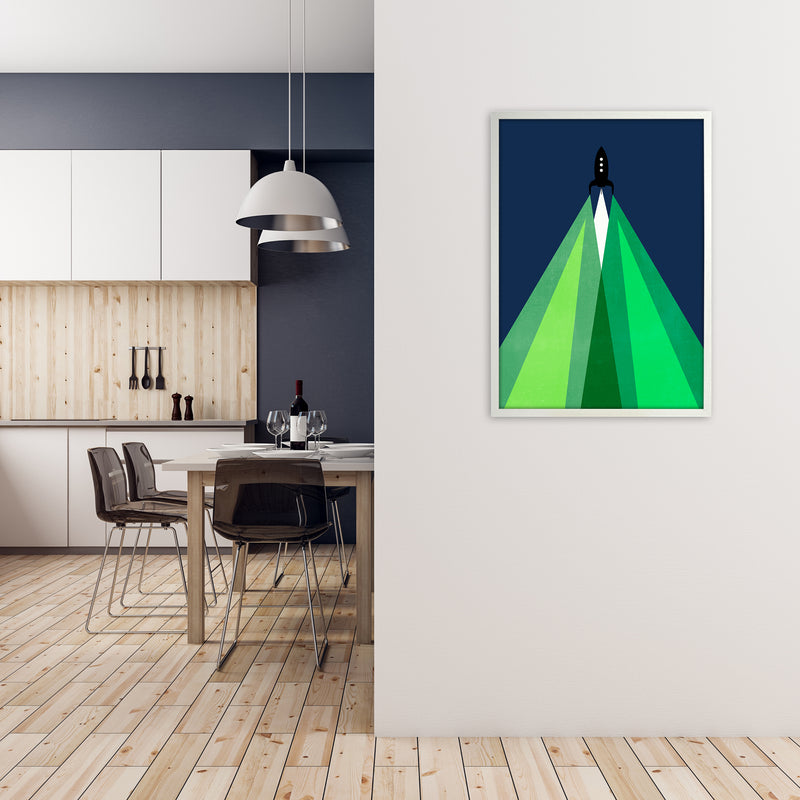 Green and Blue Kids Rocket A1 Oak Frame