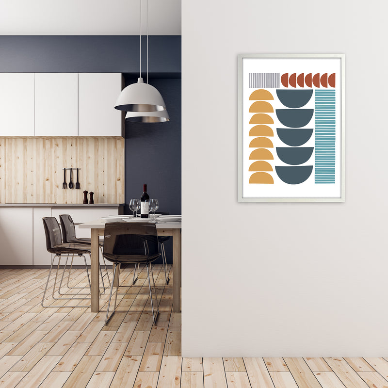 Mid Century Colorful Shapes Original A1 Oak Frame