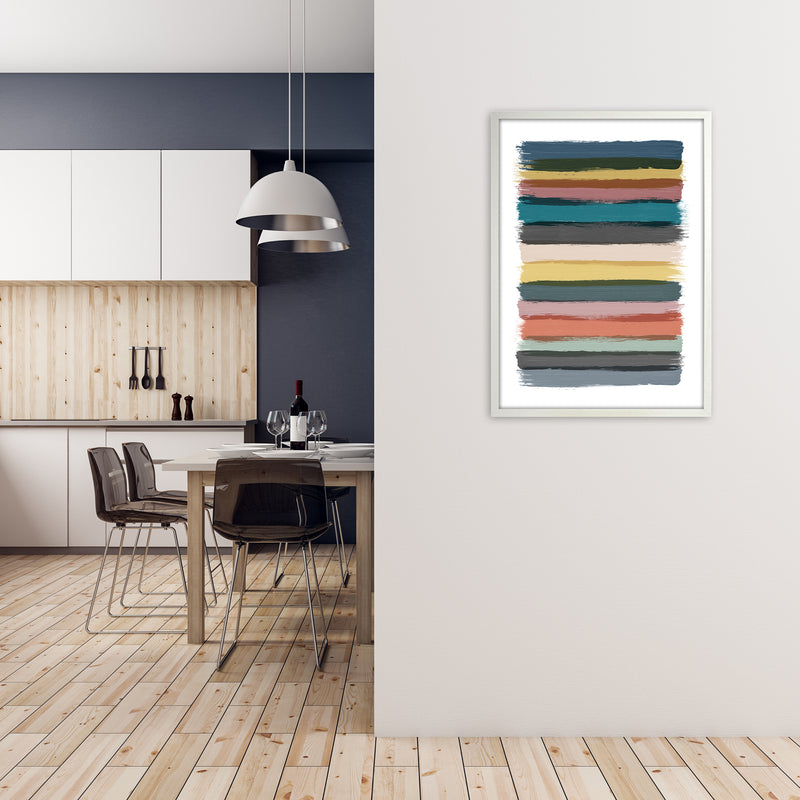 Multicolor Brush Strokes Original A1 Oak Frame