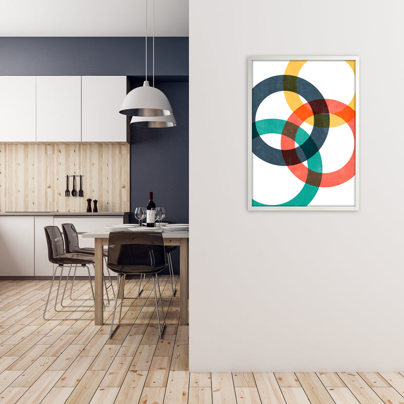 Multicolor Geometric Circles Wall Art A1 Oak Frame