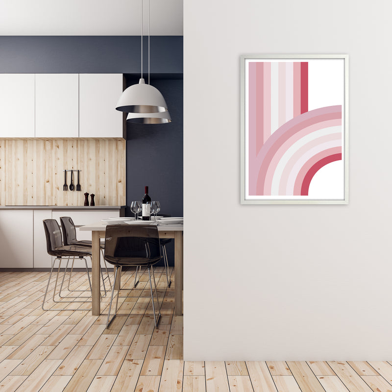 Pink Nursery Rainbow Wall Art A1 Oak Frame