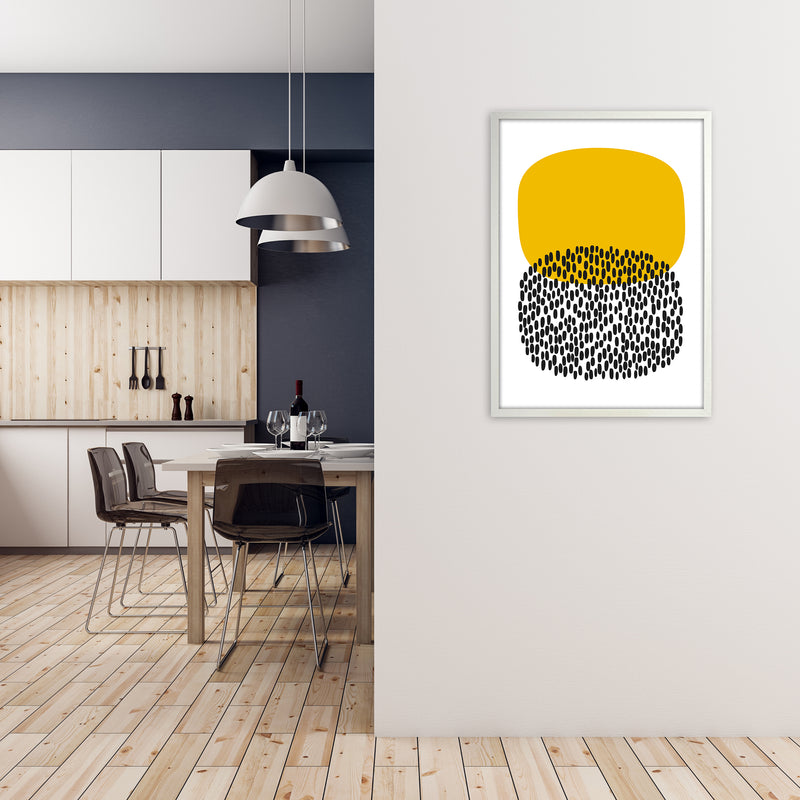 Yellow and Black Dots Original A1 Oak Frame