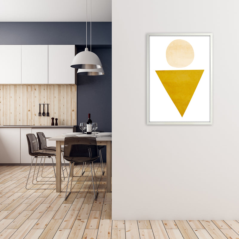 Yellow Triangle and Circle Original A1 Oak Frame