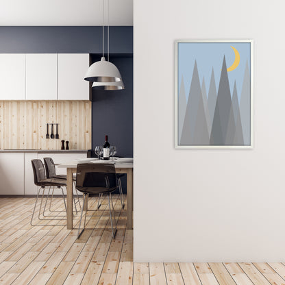 Day and Night Nursery Mid Century Modern Art Prints Night B A1 Oak Frame