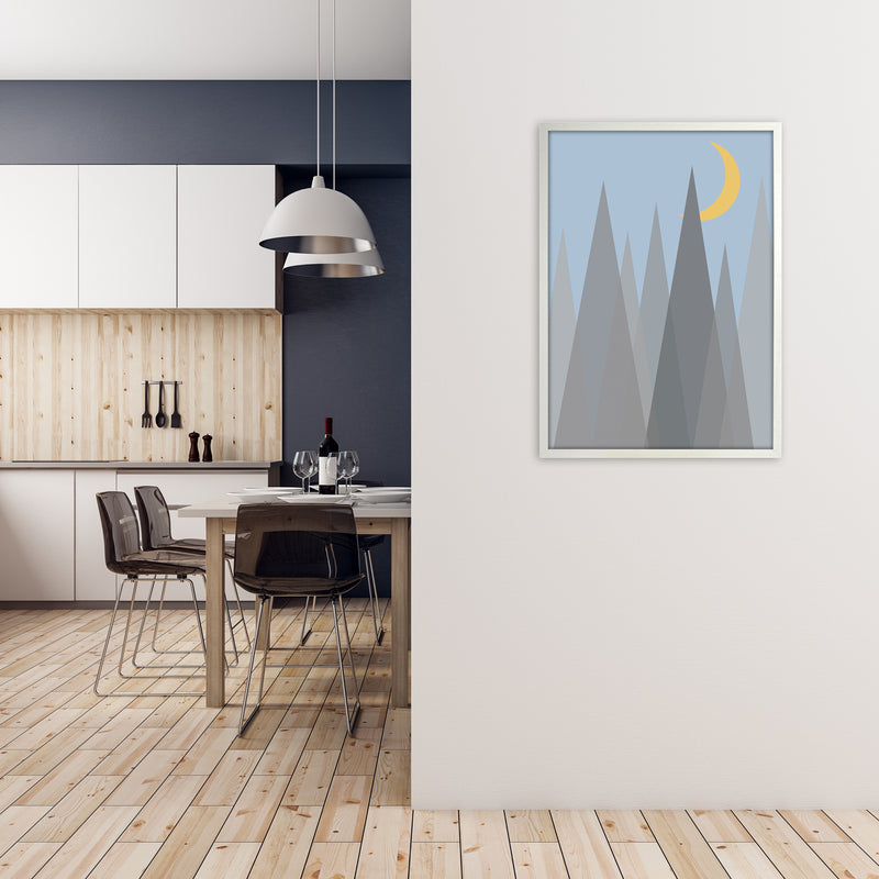 Day and Night Nursery Mid Century Modern Art Prints Night B A1 Oak Frame