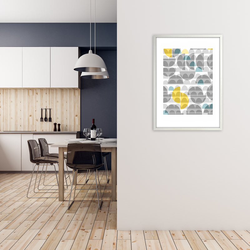 Geometric Grey and Yellow A Original A1 Oak Frame