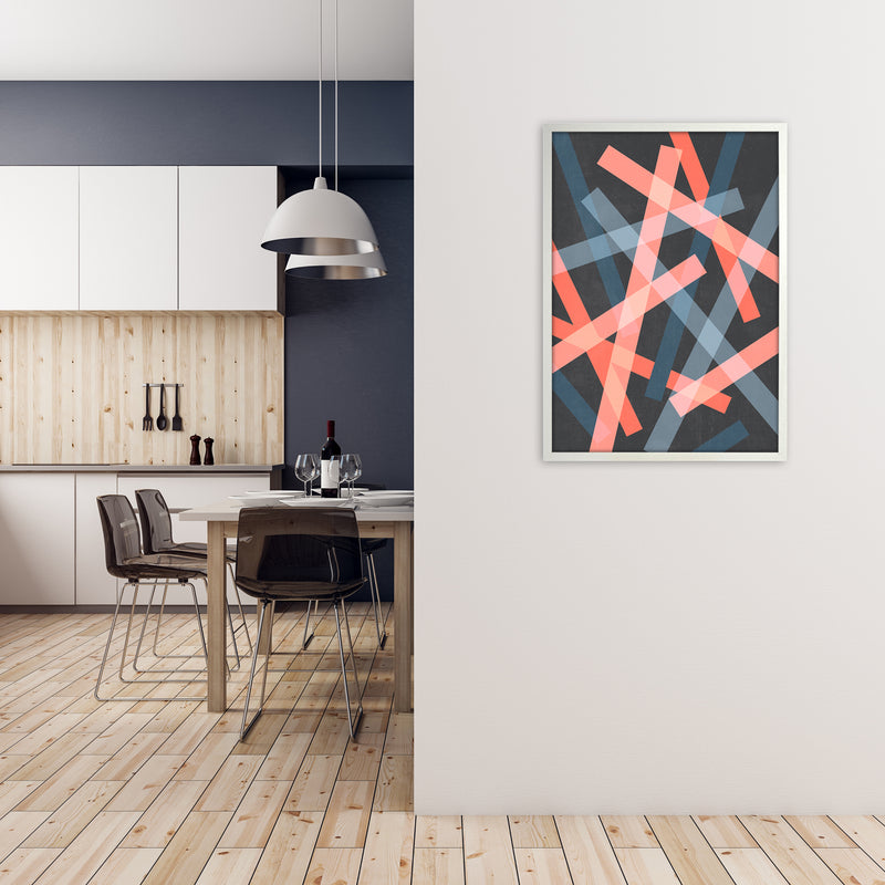 Abstract Colourful Print B A1 Oak Frame