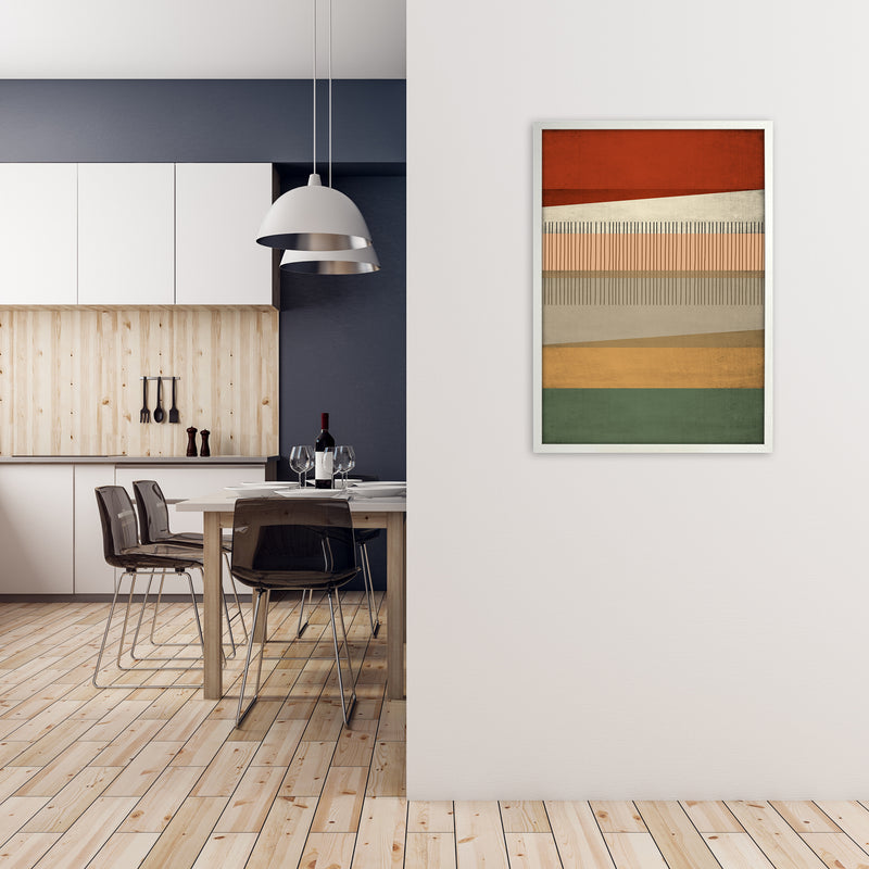Abstract Earth Tone Prints B A1 Oak Frame