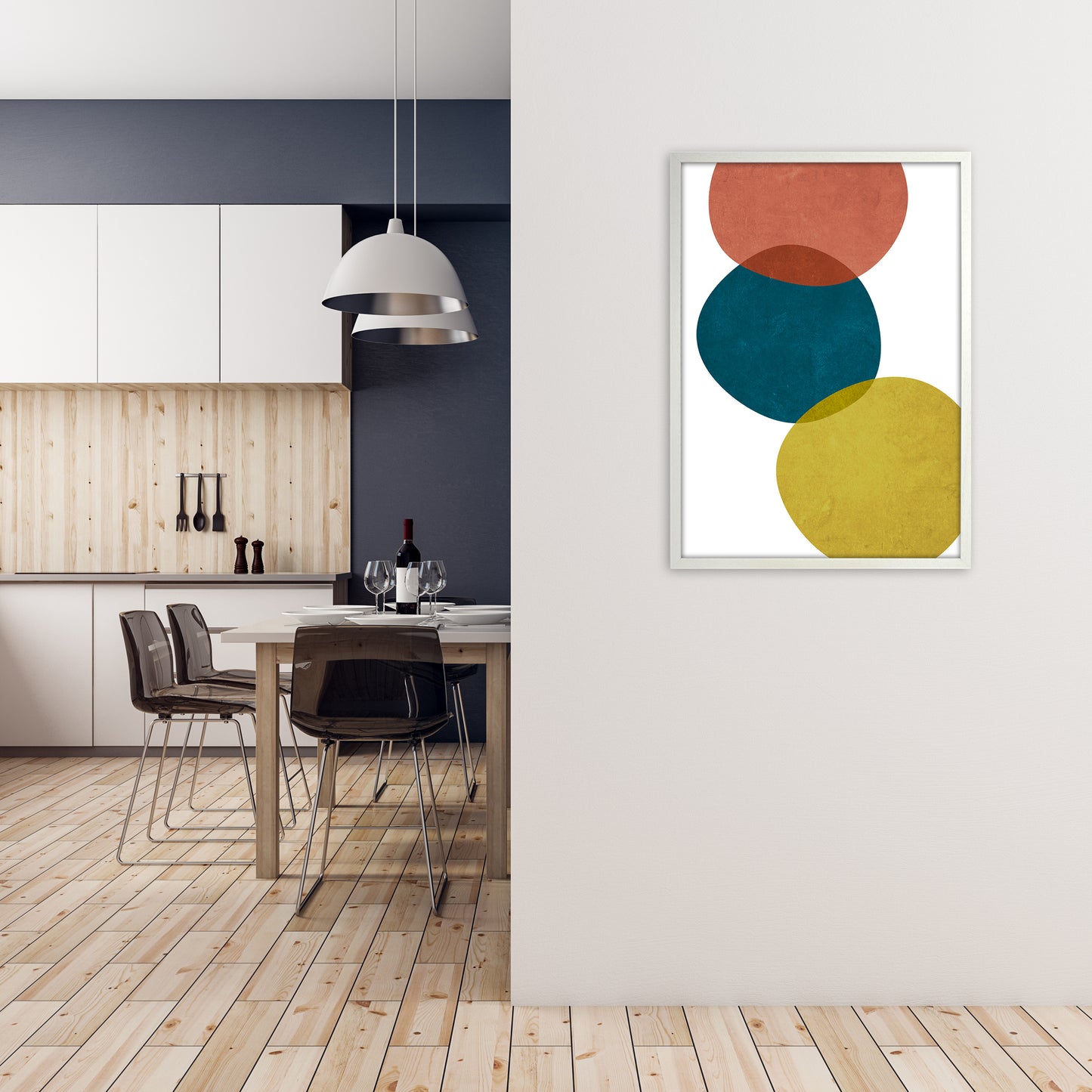 Abstract Shapes Prints A A1 Oak Frame