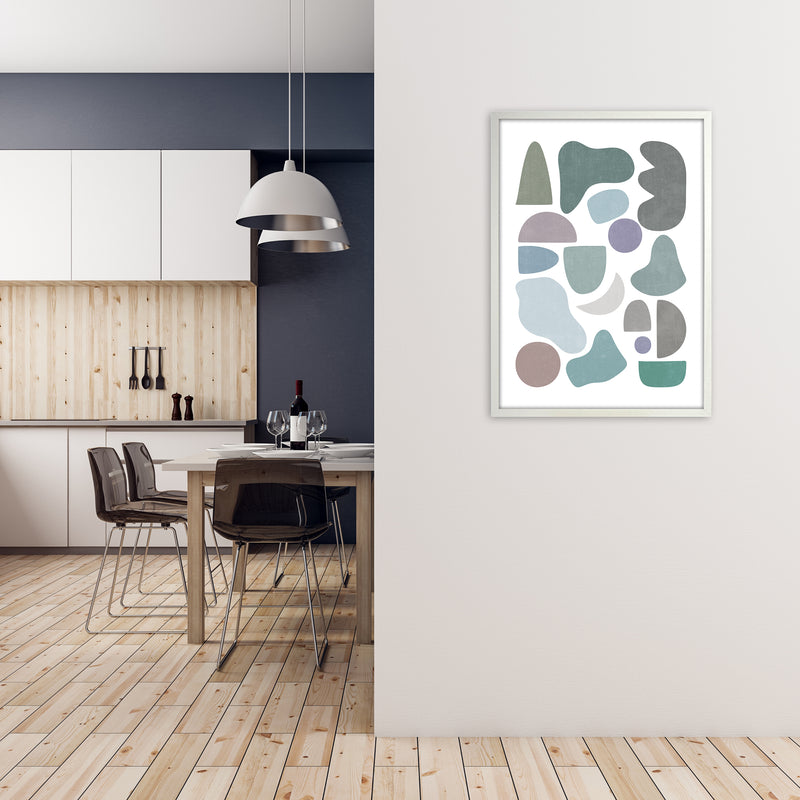 Abstract Terrazzo Shapes B A1 Oak Frame