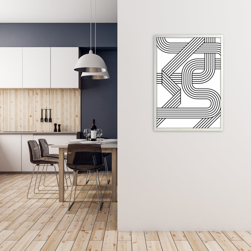Black and White Geometric Patterns A A1 Oak Frame