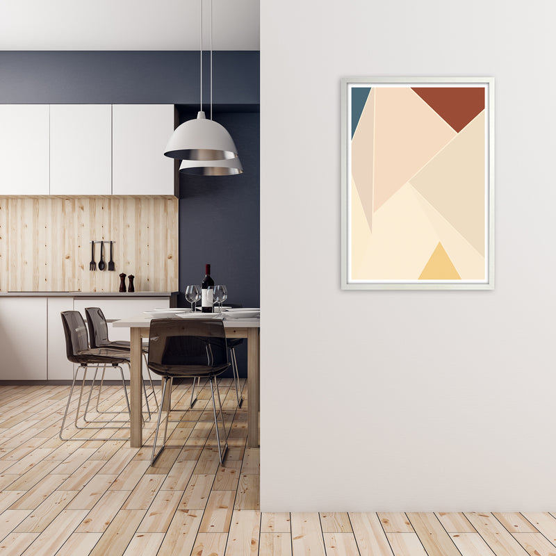 Colour Block Mid Century Art Print A A1 Oak Frame