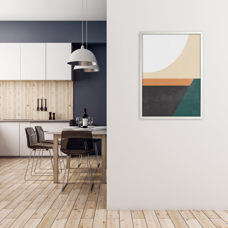 Colourful Mid Century Modern Print A A1 Oak Frame